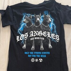 Black Graphic T-Shirt with Doberman Print